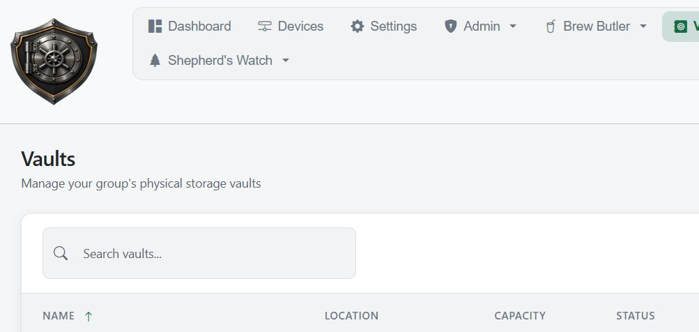 Vault Guard vault list, light theme